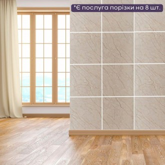 
 Декоративная ПВХ плита Sticker Wall SW-00001408 Светло-бежевый мрамор 1,22х2,4. . фото 9