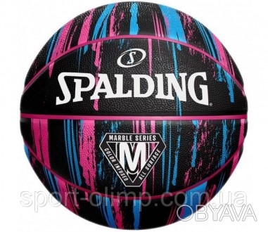 Мяч баскетбольный Spalding Marble Series голубой, розовый, черный размер 7 84400. . фото 1