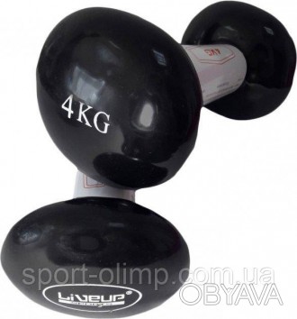 Гантели виниловые пара LiveUP Vinyl Dumbbell Egg Head черный 2х4кг LS2001-4 ( 2ш. . фото 1