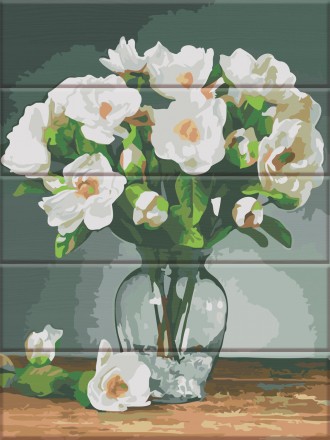ASW 142 Білі квіти Картина за номерами на дереві 30х40 см
Картини за номерами на. . фото 2