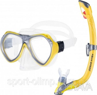Набор маска и трубка для плавания Aqua Speed Manus + Borneo 8238 Черный дет OSFM. . фото 1