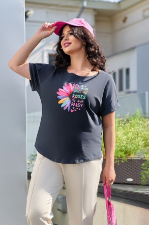 Женская футболка выполнена из трикотажа- кулир производства Турции. Практичная, . . фото 3