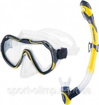 Набір маска і трубка для плавання Aqua Speed Java + Elba 8206 Жовтий OSFM 590821. . фото 3