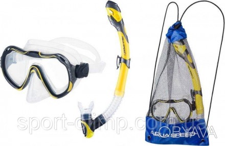 Набор маска и трубка для плавания Aqua Speed Java + Elba 8206 Желтый OSFM 590821. . фото 1