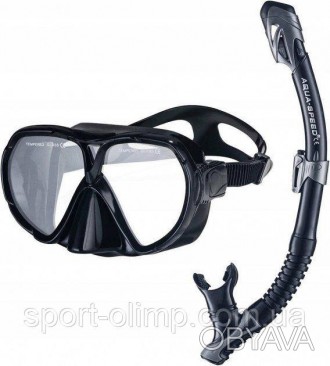 Набір маска і трубка для плавання Aqua Speed VANUA+BORNEO 5831 Чорний OSFM (5908. . фото 1