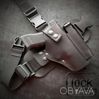 Набедренная кобура для пистолета Glock 17 GUN HOLSTER PRO, с подсумком для магаз. . фото 1