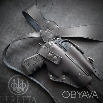 Кобура оперативная для BERETTA 92 GUN HOLSTER скрытого ношения, черная/коричнева. . фото 1