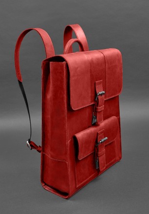 Шкіряний міський рюкзак у простому та позачасовому дизайні. Він зручний, місткий. . фото 3