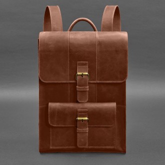 Шкіряний міський рюкзак у простому та позачасовому дизайні. Він зручний, місткий. . фото 5