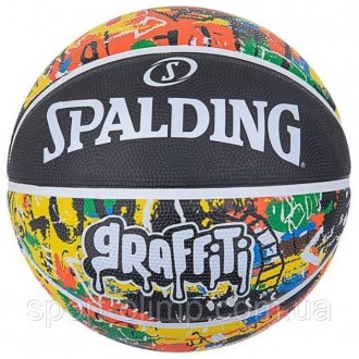 Мяч баскетбольный Spalding Rainbow Graffiti размер 7 резиновый для игры на улице. . фото 2