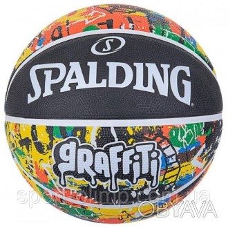 М'яч баскетбольний Spalding Rainbow Graffiti розмір 7 гумовий для гри на вул. . фото 1