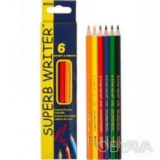 ![CDATA[Олівці кольорові Marco 6 кольорів 4100-6CB. М'які кольорові олівці залиш. . фото 1