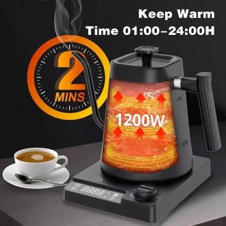 Электрический чайник c тонким носиком для приготовления кофе с терморегулятором,. . фото 4