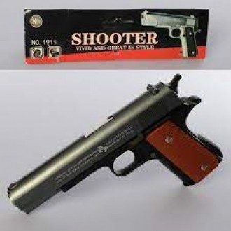 Пістолет 1911-1 (36шт) метал, на кульках, 22см, в кульці, 17-27-3,5см. Ивано-Франковск. фото 1 Пістолет 1911-1 (36шт) метал, на кульках, 22см, в кульці, 17-27-3,5см. Ивано-Франковск. фото 1