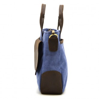 Мужская сумка из канвас и лошадиной кожи TARWA RKc-3990-3md синий канвас (паруси. . фото 5
