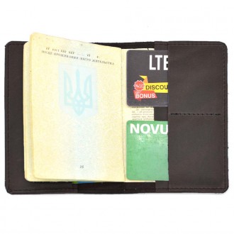 Кожаная обложка на паспорт, военный билет TARWA RC-passp коричневая. . фото 5