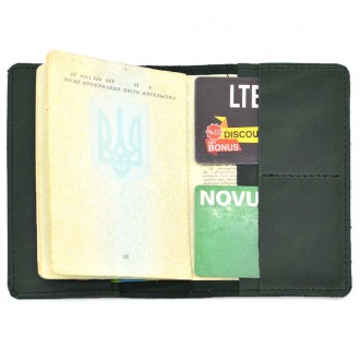 Кожаная обложка на паспорт, военный билет TARWA RE-passp зеленая. . фото 5