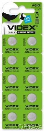 Батарейка часова Videx AG10 (LR1130) BLISTER CARD 10pcs. . фото 1