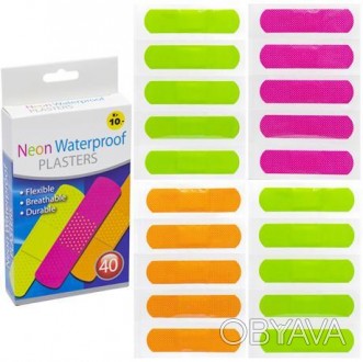 ![CDATA[Пластир "Neon Waterproof". Розмір пластиру 7,2 * 1,9мм. В упаковці 40шт.. . фото 1