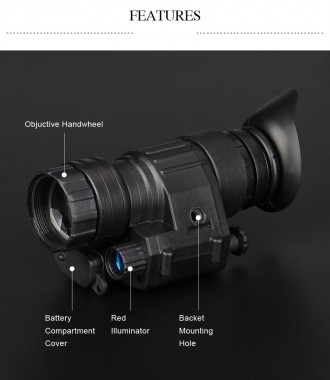 Тактичний монокуляр нічного бачення Night Vision PVS-14 + адаптер на шолом L4G24. . фото 6