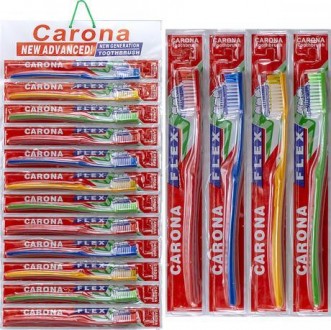 ![CDATA[Пластикові гігієнічні зубні щітки " CARONA" з синтетичною щетиною в інди. . фото 2