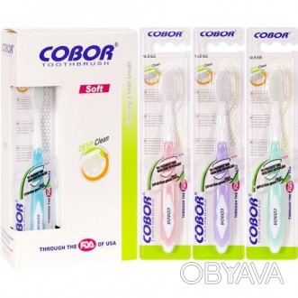 ![CDATA[Пластикові гігієнічні зубні щітки "Cobor Soft Deep Clean" з синтетичною . . фото 1