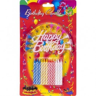 ![CDATA[Свічки для торта "Happy Birthday". У наборі: 12 звичайних свічників і 1 . . фото 2