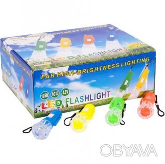 ![CDATA[Ліхтарик пластмасовий на 1 лампочку, LED. Для живлення використовуються . . фото 1