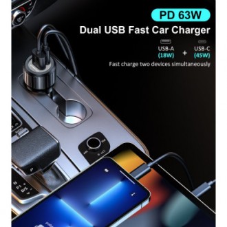 Оснащенное портами USB-C и USB-A; мощное двойное автомобильное зарядное устройст. . фото 7