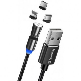 Тип - кабель; тип Вход - USB 2.0; тип Выход - micro USB; Lightning; USB Type-C; . . фото 2