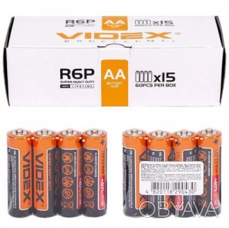 ![CDATA[Videx Батарейка Videx R6P/AA 4pcs SHRINK. Тип: Сольова батарейка. ТіпоРо. . фото 1