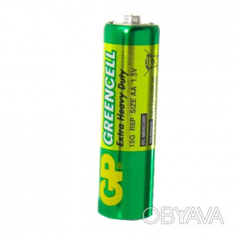 
Батарейка солевая AA, R6 1,5 В GP Greencell используются для часов, фонарей, иг. . фото 1