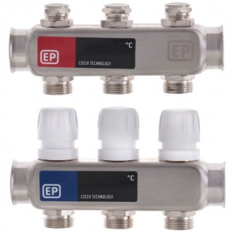 
Коллекторный блок с термостат. клапанами EUROPRODUCT EP.S1100-03 1"x3 (EP4990). . фото 2