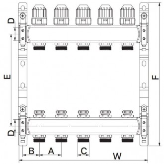 
Коллекторный блок с термостат. клапанами EUROPRODUCT EP.S1100-03 1"x3 (EP4990). . фото 3