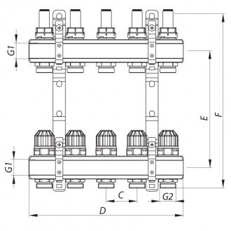 
Коллекторный блок с расходомерами KOER KR.1110-02 1”x2 WAYS (KR2639). . фото 5