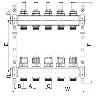 
Коллекторный блок с расxодомерами EUROPRODUCT EP.S1110-12 1"x12 (EP4988). . фото 4