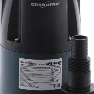 
Дренажный насос для чистой воды (с электр. выкл.) GRANDFAR GPE401F (GF1090). . фото 5