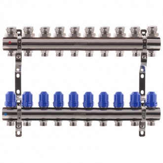 
Коллекторный блок с термостатическими клапанами KOER KR.1100-10 1”x10 WAYS (KR2. . фото 2