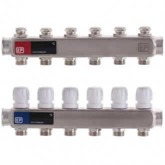 
Коллекторный блок с термостат. клапанами EUROPRODUCT EP.S1100-06 1"x6 (EP4993). . фото 2