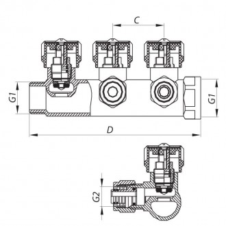 
Коллектор вентильный с фитингом KOER KR.1121-2 3/4”x2 WAYS (KR2650). . фото 3