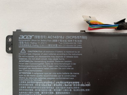 Оригинальная аккумуляторная батарея Acer A315-53 к ноутбуку с износом 50%, прове. . фото 7