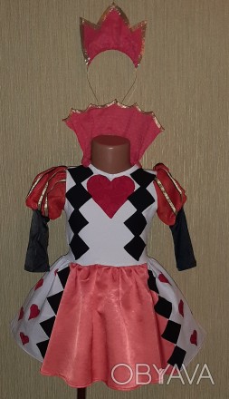 продам карнавальный костюм червовой королевы из Алисы, на 4 года, рост 104, обхв. . фото 1