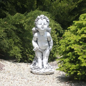 Садовая скульптура из полигипса серого цвета в виде ангела – это замечательное х. . фото 2