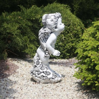 Садовая скульптура из полигипса серого цвета в виде ангела – это замечательное х. . фото 4