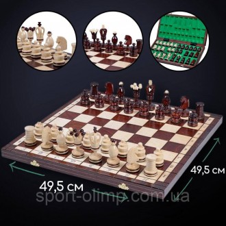 Шахматы деревянные Королевские сувенирные инкрустированные 49,5 на 49,5 см Натур. . фото 2