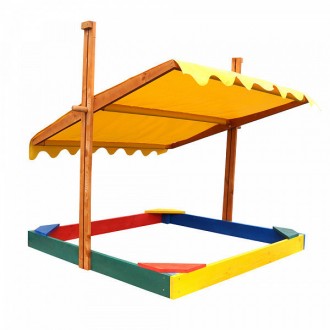 
Детская деревянная разноцветная песочница с навесом ТМ Sportbaby, размер 1,45х1. . фото 4