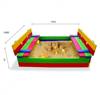 
Детская деревянная разноцветная песочница с крышкой ТМ Sportbaby, размер 0,23х1. . фото 5