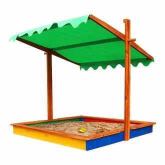 
 Детская деревянная цветная песочница с навесом ТМ Sportbaby, размер 1.45х1.45х. . фото 2