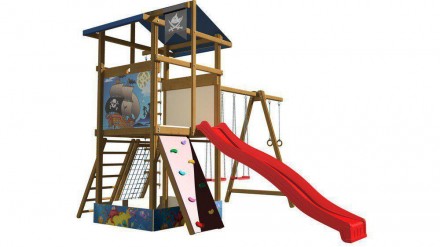 
Дитячий ігровий комплекс з гойдалками, гіркою, скалолазкою "SportBaby-10" 
ТМ S. . фото 2
