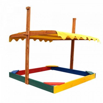 
Детская деревянная цветная песочница с навесом ТМ Sportbaby, размер 1.45х1.45х1. . фото 2